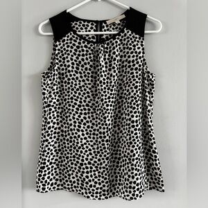 LOFT Black White Spot Animal Print Sleeveless Blouse XS